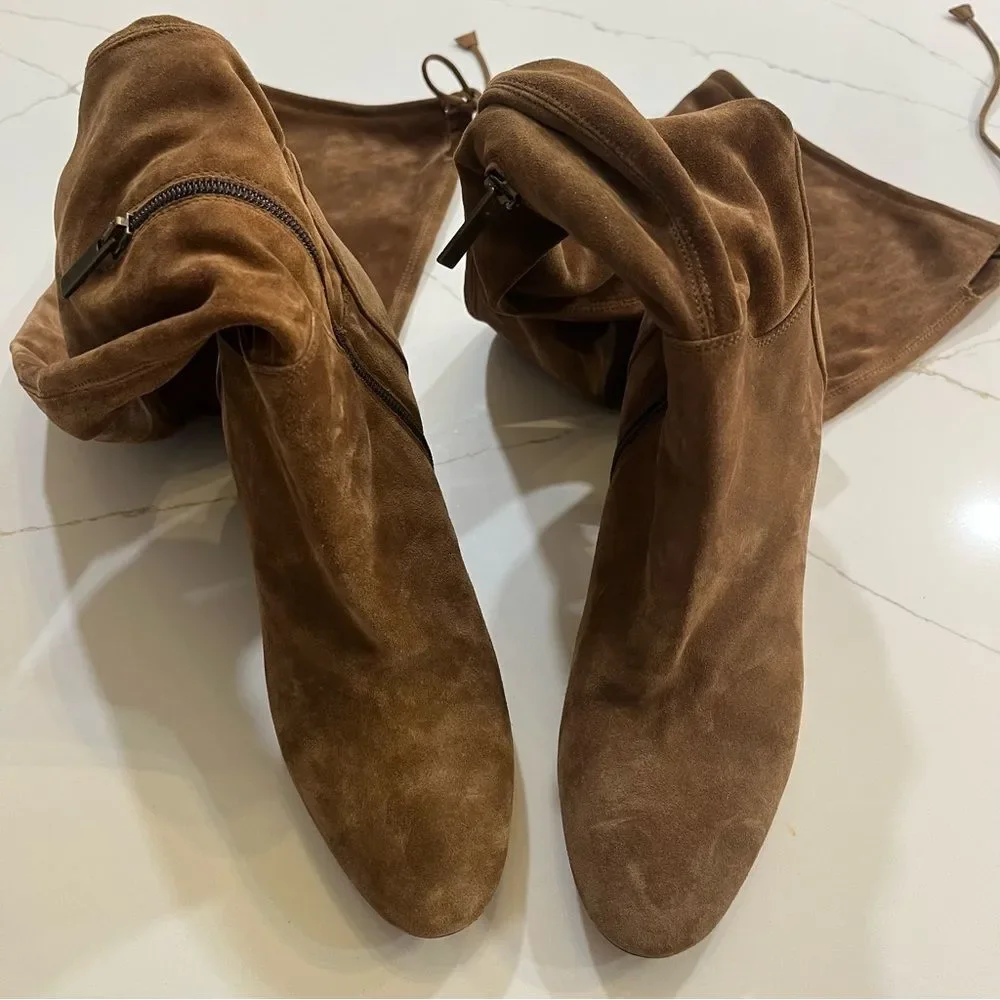 Aquatalia Walnut Suede Over the Knee Boots